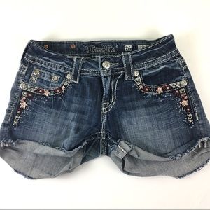 Miss Me Stars & Stripes Patriotic Blue Jean Shorts